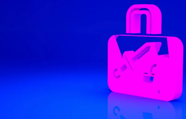 Rózsaszín Bőrönd Utazási Ikon Elszigetelt Kék Alapon Utazó Csomagjelzés Útipoggyász — Stock Fotó