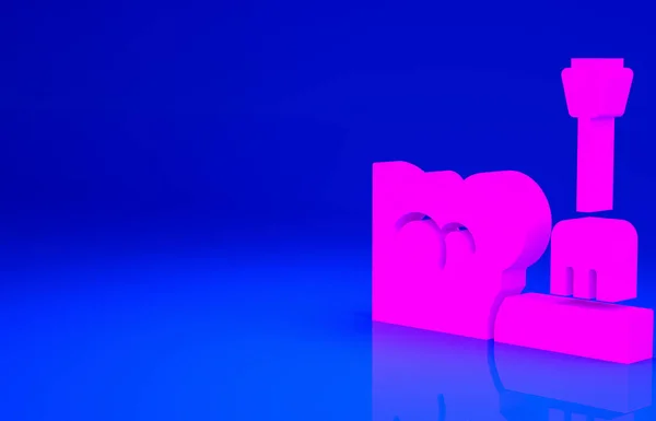 Рожева Лопата Піктограмі Снігового Дрейфу Ізольована Синьому Фоні Концепція Мінімалізму — стокове фото