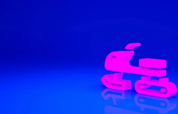 Рожева Піктограма Snowmobile Ізольована Синьому Фоні Снігохідний Знак Екстремальний Спорт — стокове фото