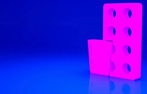 Roze Pillen Blisterverpakking Pictogram Geïsoleerd Blauwe Achtergrond Medicijnpakket Voor Tablet — Stockfoto