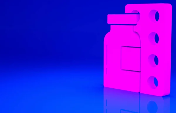 Pinkfarbene Pillen Blisterverpackungssymbol Isoliert Auf Blauem Hintergrund Medikamentenpaket Für Tabletten — Stockfoto