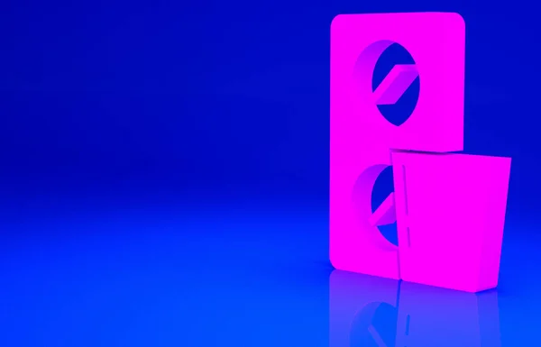 ピンク青の背景に隔離されたブリスターパックアイコンの中の丸薬 ビタミン 抗生物質 アスピリンのための医療用医薬品パッケージ 最小限の概念 3Dイラスト3Dレンダリング — ストック写真