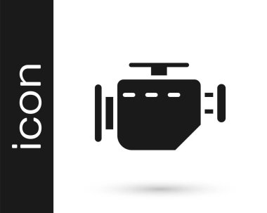 Gri motor simgesi beyaz arkaplanda izole edildi. Vektör İllüstrasyonu.