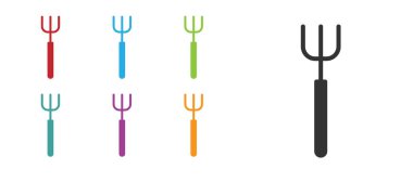 Siyah Bahçe yabası simgesi beyaz arkaplanda izole edilmiş. Bahçe çatalı işareti. Bahçecilik, tarım, çiftçilik aleti. Simgeleri renklendirin. Vektör.