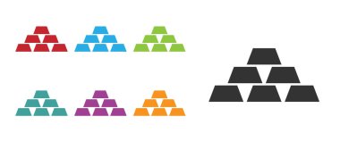 Beyaz arkaplanda siyah altın çubuk simgesi izole edildi. Bankacılık işi konsepti. Simgeleri renklendirin. Vektör.