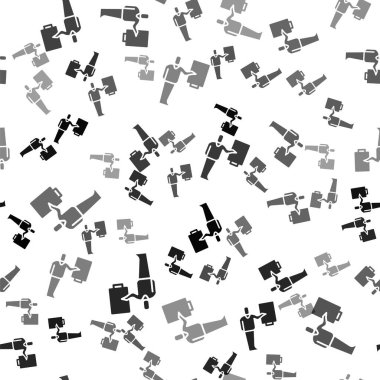 Siyah müze rehber ikonu beyaz arkaplandaki kusursuz deseni izole etti. Vektör.