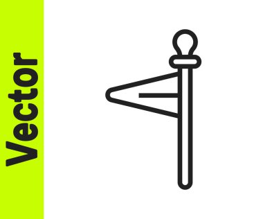 Siyah çizgi Ortaçağ bayrağı simgesi beyaz arkaplanda izole edildi. Bir kral ya da kraliçe tarafından yönetilen ülke, devlet ya da bölge. Vektör.