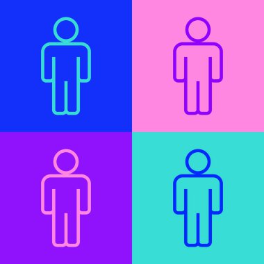 Pop sanat çizgisi İnsan simgesi kullanıcısı renk arkaplanında izole edildi. İş simgesi kullanıcı profili simgesi simgesi. Erkek kullanıcı işareti. Vektör.