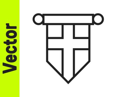 Beyaz arka planda izole edilmiş siyah çizgi İngiltere bayrağı. Vektör.