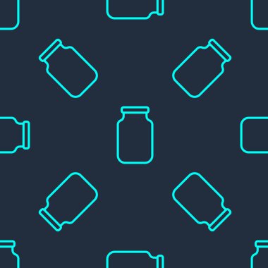 Yeşil çizgili cam kavanoz, mavi arka planda izole edilmiş vida kapağı simgesi. Vektör.