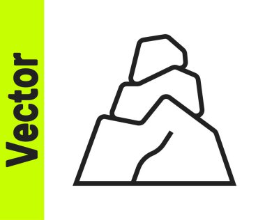 Siyah çizgi kaya taşları simgesi beyaz arkaplanda izole edildi. Vektör.