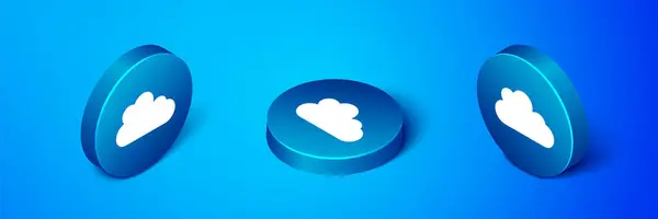 Isometrisches Wolkensymbol Isoliert Auf Blauem Hintergrund Blauer Kreis Knopf Vektor — Stockvektor