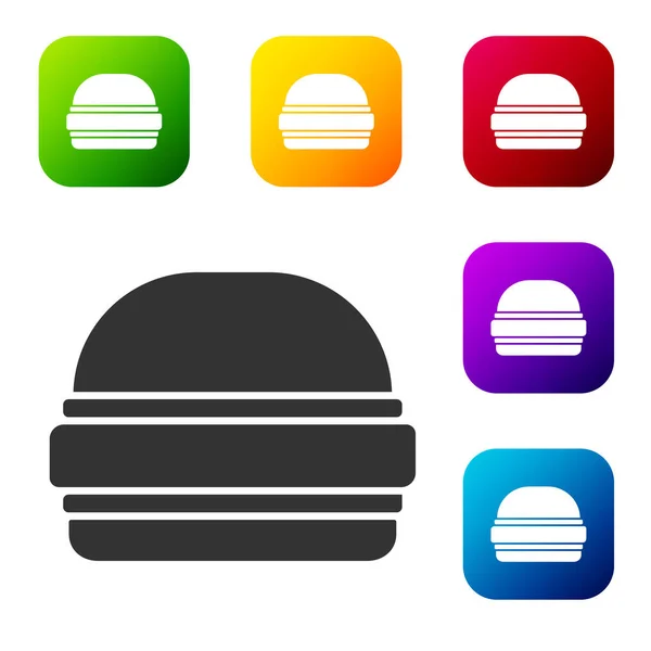 Черный Бургер Значок Изолирован Белом Фоне Икона Гамбургера Знак Сэндвича — стоковый вектор
