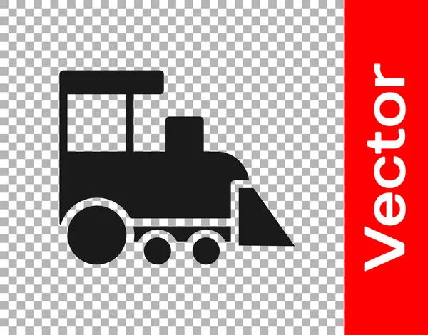 Icône Train Jouet Noir Isolé Sur Fond Transparent Vecteur — Image vectorielle