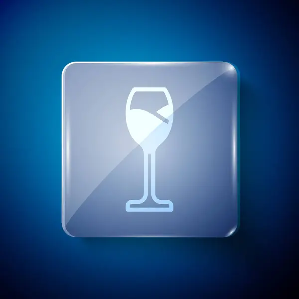 Λευκό Ποτήρι Κρασί Εικονίδιο Απομονώνονται Μπλε Φόντο Εικονίδιο Από Γυαλί — Διανυσματικό Αρχείο