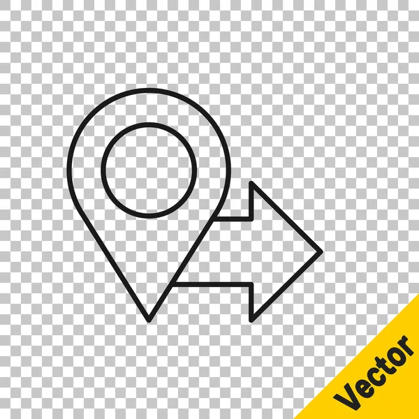 Black Line Map Pin Icon Isoliert Auf Transparentem Hintergrund Navigation — Stockvektor