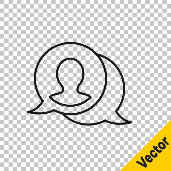 Black Line Speech Bubble Chat Icon Isolated Transparent Background Message — Stock Vector
