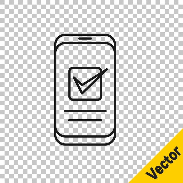 Blackline Smartphone Handy Symbol Isoliert Auf Transparentem Hintergrund Vektor — Stockvektor