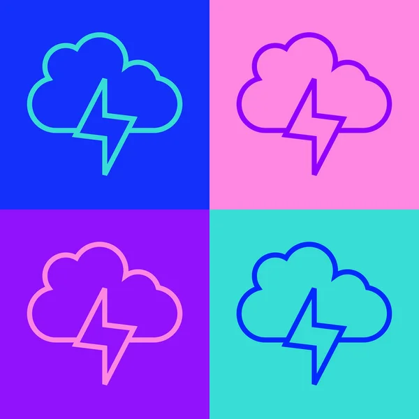 Иконка Поп Арта Выделена Цветном Фоне Знак Облака Молнии Метеосимвол — стоковый вектор