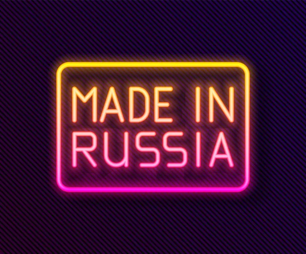 Λαμπερή Γραμμή Νέον Made Russia Εικόνα Απομονωμένη Μαύρο Φόντο Διάνυσμα — Διανυσματικό Αρχείο