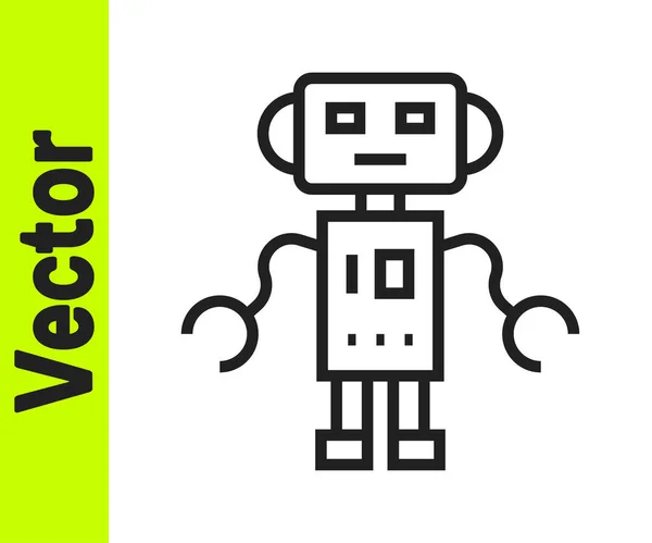 Línea Negra Robot Juguete Icono Aislado Sobre Fondo Blanco Vector — Vector de stock