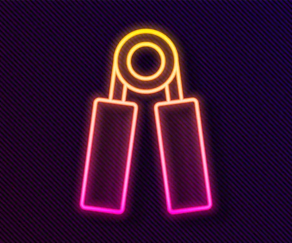 Glowing neon line Sport expander icon isolated on black background. Sport equipment. Vector. — Stock Illustration Glowing Neon Line Sport Expander Icon Isolated Black Background Sport Stock Vector