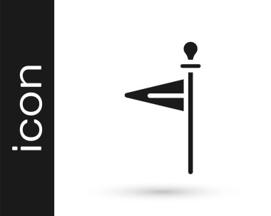 Siyah Ortaçağ bayrağı simgesi beyaz arkaplanda izole edilmiş. Bir kral ya da kraliçe tarafından yönetilen ülke, devlet ya da bölge. Vektör.