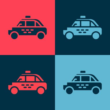 Pop Art Taksi ikonu renk arkaplanında izole edilmiş. Vektör.