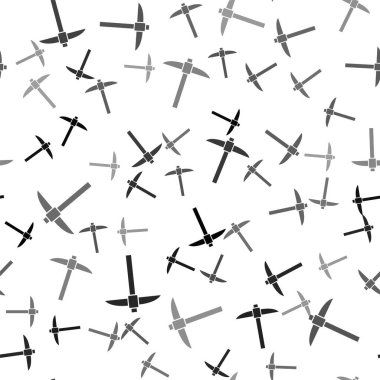 Siyah Kazma simgesi beyaz arkaplanda izole edilmiş kusursuz desen. Engelleme teknolojisi, kripto para madenciliği, bitcoin, dijital para piyasası, kripto para cüzdanı. Vektör.