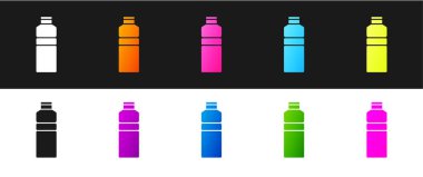 Fitness karıştırıcı simgesini siyah ve beyaz arkaplanda izole et. Su ve protein kokteylleri için kapaklı spor karıştırıcı şişesi. Vektör.