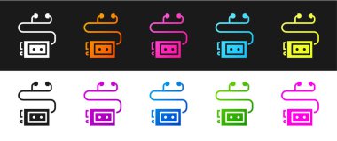 Müze ses rehberi simgesini siyah ve beyaz arkaplanda izole et. Gezintiler için kulaklık. Vektör.