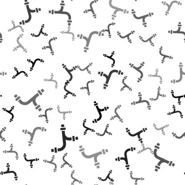 Siyah Endüstri metalik boru ikonu beyaz arka planda izole edilmiş pürüzsüz desen. Tesisat boru hattının farklı şekillerde parçaları. Vektör.