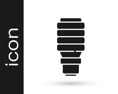 Beyaz arkaplanda siyah LED ampul simgesi izole edildi. Ekonomik LED ışıklı ampul. Enerji lambasını sakla. Vektör.