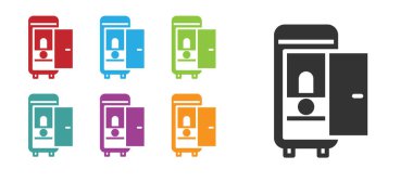 Tren vagonundaki siyah tuvalet beyaz arka planda izole edilmiş. Simgeleri renklendirin. Vektör.