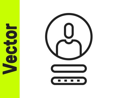 Siyah çizgi Beyaz arkaplanda izole hesap ekranı simgesi oluştur. Vektör İllüstrasyonu.