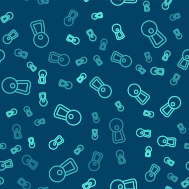 Yeşil çizgi Kettlebell simgesi mavi arkaplandaki kusursuz deseni izole etti. Spor malzemeleri. Vektör.