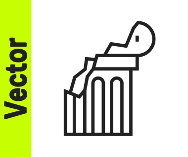 Kırık siyah çizgi beyaz arkaplanda izole edilmiş antik sütun simgesi. Vektör.