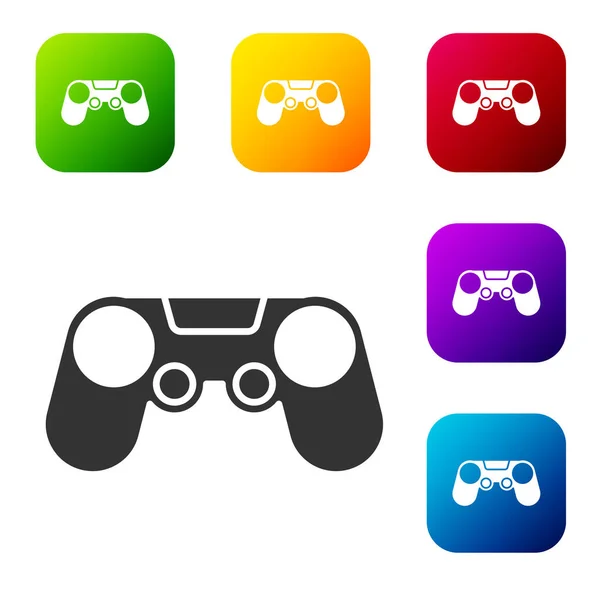 Черный Иконка Gamepad Изолированы Белом Фоне Игровой Контроллер Поставьте Цветные — стоковый вектор