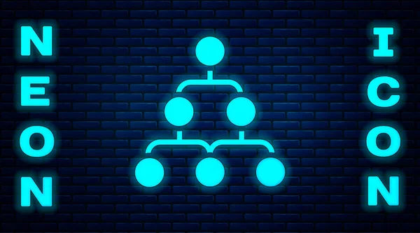 비즈니스 Glowing Neon Business Hierarchy Organogram Chart 배경에 고립된 그래픽 — 스톡 벡터
