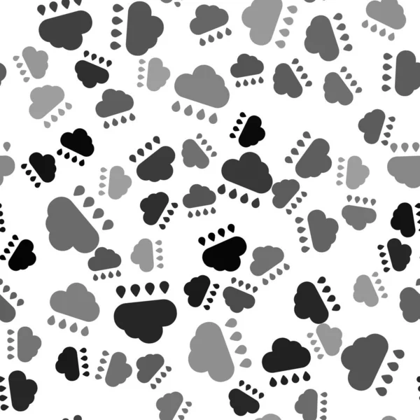 Black Cloud Rain Icon Isolated Seamless Pattern White Background Rain — Stock Vector