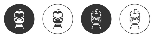 Black Train Railway Icon Isolated White Background Public Transportation Symbol — Stock Vector