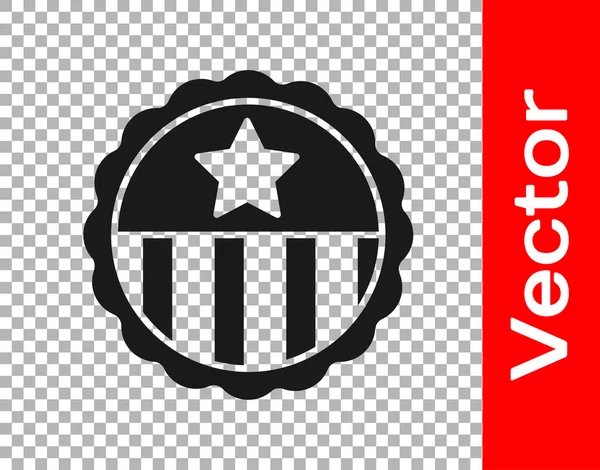 Médaille Noire Avec Icône Étoile Isolée Sur Fond Transparent Signe — Image vectorielle