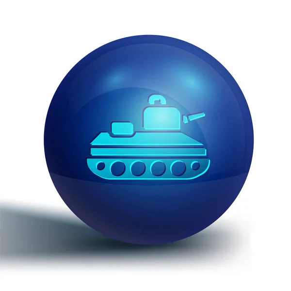 Beyaz Arka Planda Mavi Askeri Tank Ikonu Izole Edildi Mavi — Stok Vektör
