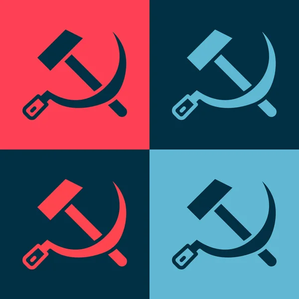 Pop Art Hammer Sickle Ussr Icon Isolated Color Background Symbol — Stock Vector