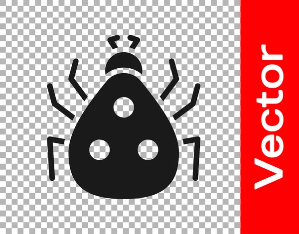 Schwarzes Marienkäfer Symbol Isoliert Auf Transparentem Hintergrund Vektor — Stockvektor