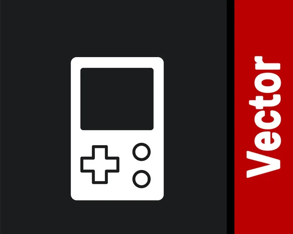 White Portable Tetris Elektronisches Spiel Symbol Isoliert Auf Schwarzem Hintergrund — Stockvektor