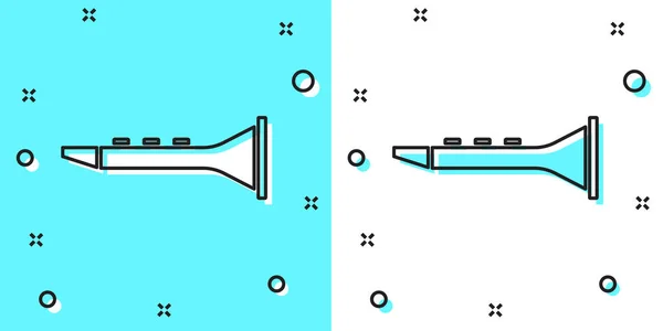 Svart Linje Clarinet Ikon Isolerad Grön Och Vit Bakgrund Musikinstrument — Stock vektor