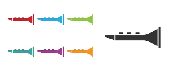 Svart Clarinet Ikon Isolerad Vit Bakgrund Musikinstrument Ställ Ikoner Färgglada — Stock vektor