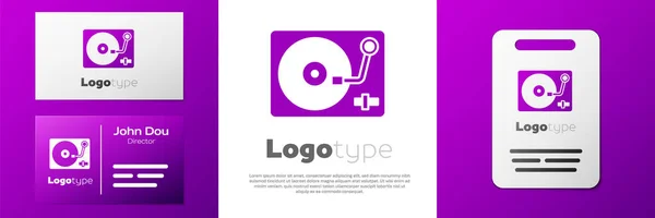 Logotype Vinyl Player Vinyl Disk Icon Isolated White Background Logo — Stock Vector
