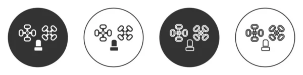 黑水水龙头图标隔离在白色背景上 圆形按钮 — 图库矢量图片
